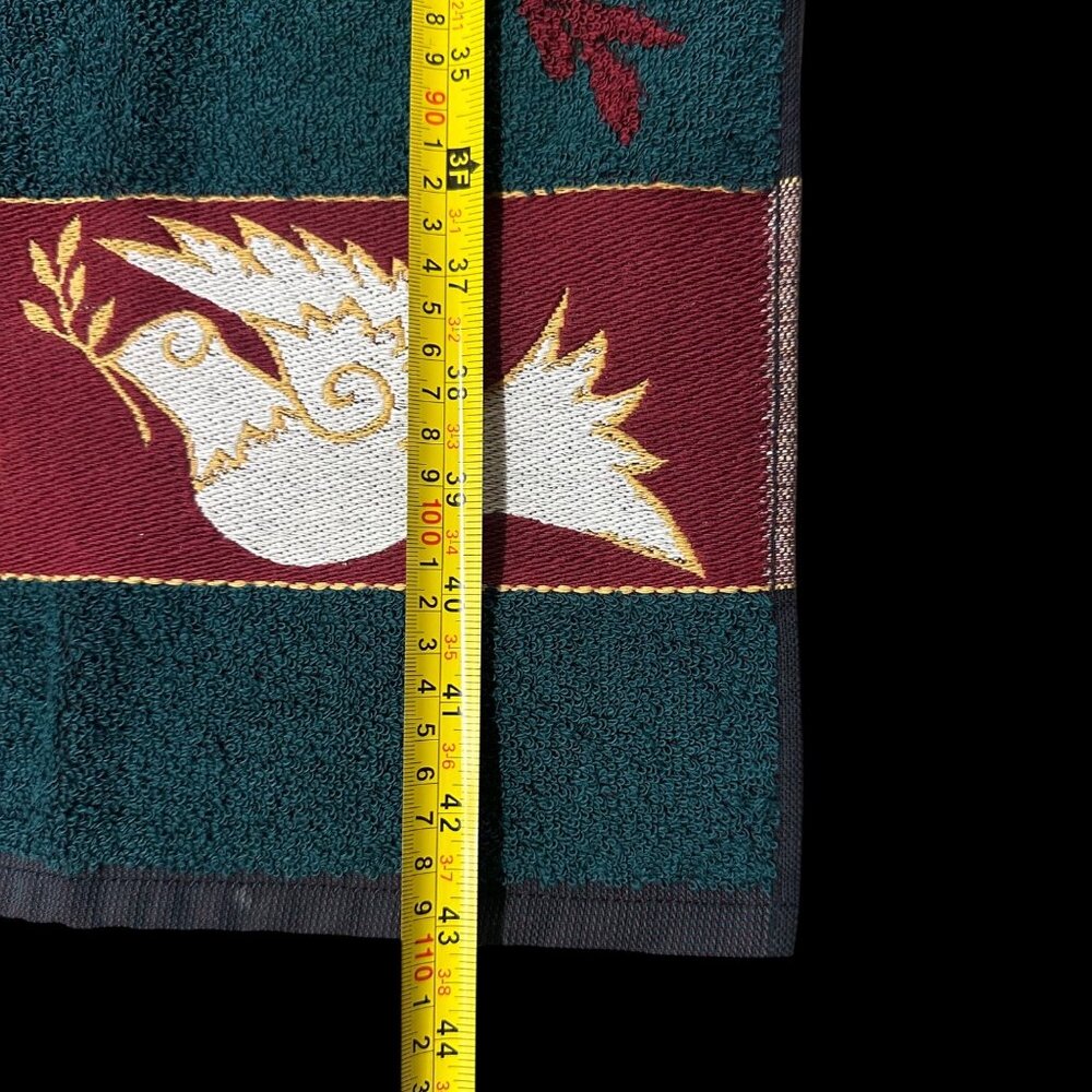 Vintage Christmas Bath Towel Hand Towel Set 1990s Santens USA Peace Dove Cotton - Picture 8 of 8